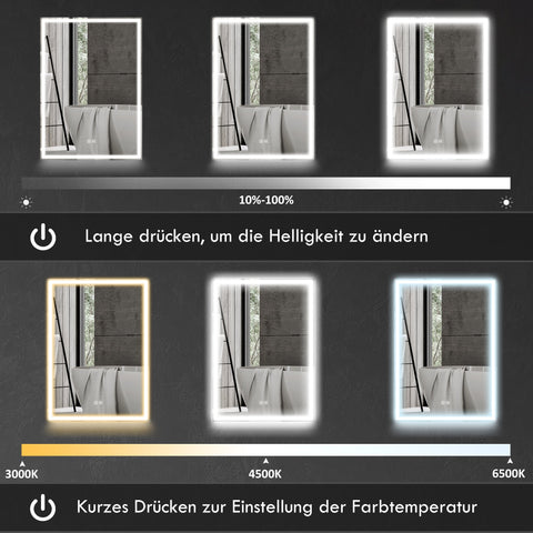 Rootz Mirror Cabinet - Bathroom Cabinet - LED Storage Unit - Dimmable Lighting - Space Optimization - 50cm x 12.8cm x 70cm - Black