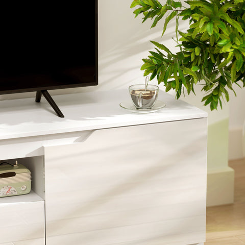 Rootz TV Lowboard - Media Console - Television Stand - High Gloss Finish - Fits TVs up to 65" - 160 x 38 x 43 cm