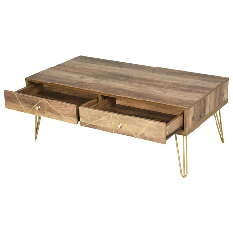 Rootz Wooden Coffee Table - Living Room Table - Large Table Top - Luxurious Design - 110L x 59W x 42H cm