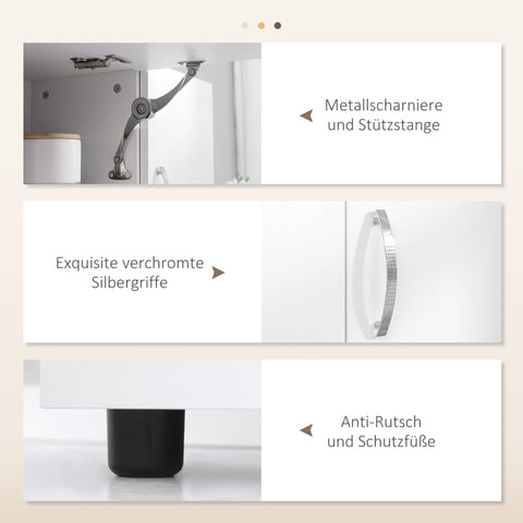 Rootz Kitchen Cabinet - Pantry Cupboard - Storage Organizer - MDF Construction - White - 89cm x 39.5cm x 168cm