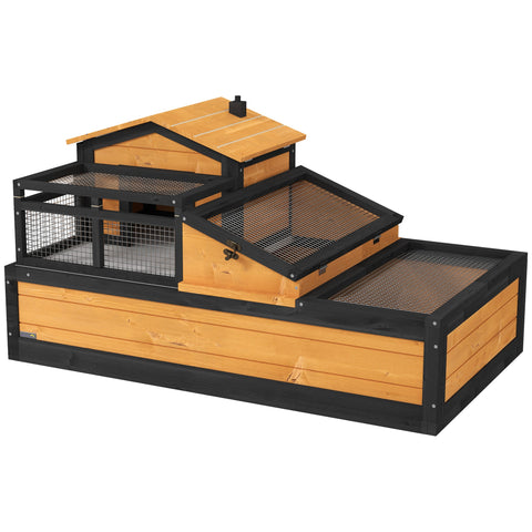 Rootz Debut House for Turtles - Pet Habitat - Animal Shelter - Fir Wood - Easy Cleaning - 112cm x 65cm x 60cm - Yellow