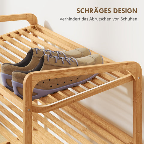 Rootz Bamboo Shelf - Shoe Shelf - Corridor Rack - 30kg Capacity - Brown Finish - 76cm x 33cm x 50.8cm