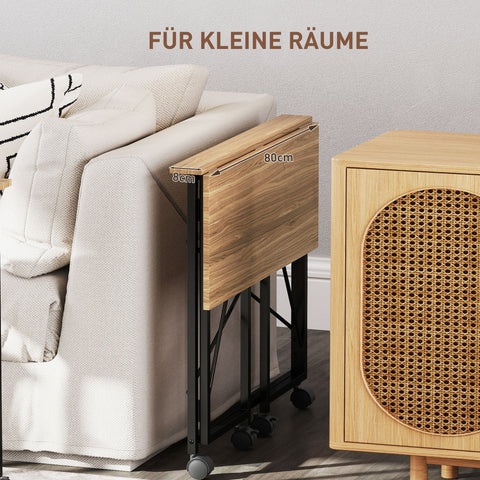 Rootz Foldable Desk with Wheels - Portable Workstation - Compact Office Table - Space-Saving Design - 80cm x 40cm x 75cm