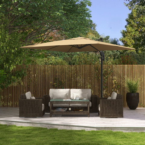 Rootz Freestanding Square Garden Umbrella - 360° Rotatable - Hydraulic Mechanism - Sun Protection - 297cm x 297cm x 264cm