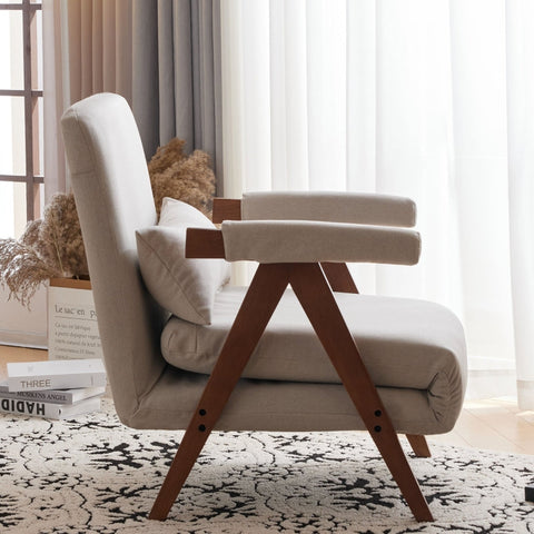 Rootz Sofa Bed - Convertible Couch - Reclining Sofa - 6 Adjustable Positions - Linen Fabric - 64L x 74W x 81H cm