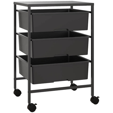 Rootz Storage Trolley - Mobile Organizer - Utility Cart - Steel Frame - Easy to Clean - 40.8L x 33.5W x 60.5H cm