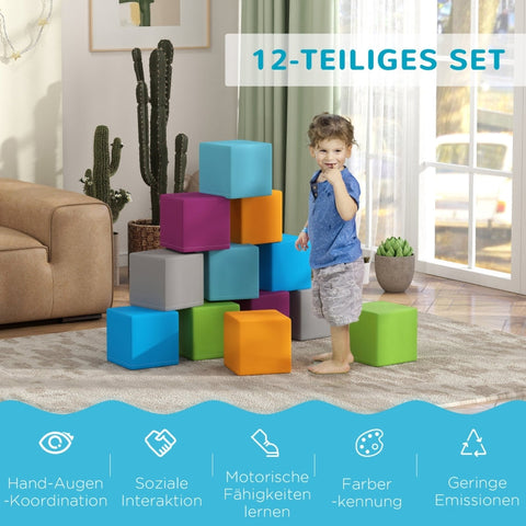 Rootz Soft Building Block Set - Foam Blocks - Educational Toy - Balance & Coordination Development - 20cm x 20cm x 20cm