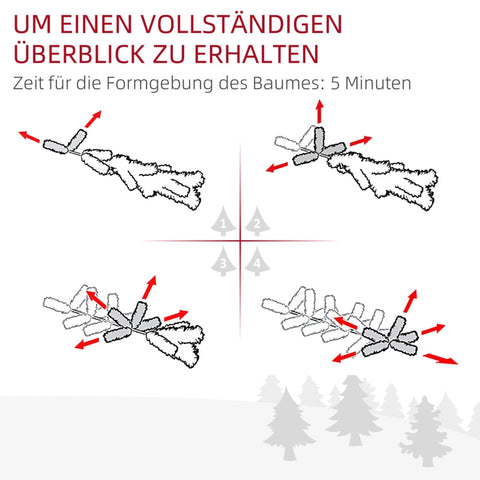 Rootz Artificial White Christmas Tree - Snow Covered Tree - Pre-lit Tree - Flame-retardant Plastic - 60cm x 35cm - 50 LED Lights
