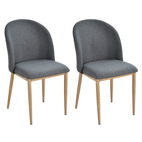 Rootz Set of 2 Dining Chairs - Dining Room Chairs - Kitchen Chairs - Ergonomic Comfort - 50cm x 58cm x 85cm - Gray