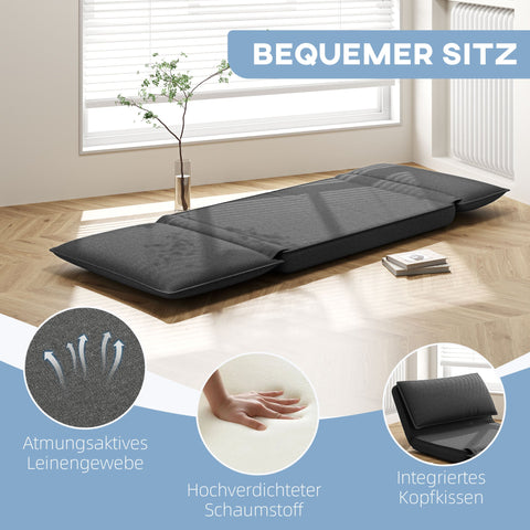 Rootz Sofa Bed - Adjustable Backrest - Breathable Fabric - Integrated Headrest - 76L x 75W x 56H cm (Floor Chair) - Grey