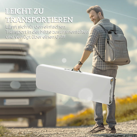 Rootz Campingbank - Outdoor Plastic Bench - Folding Picnic Seat - 240kg Capacity - 182cm x 28cm x 42cm - Waterproof & Durable