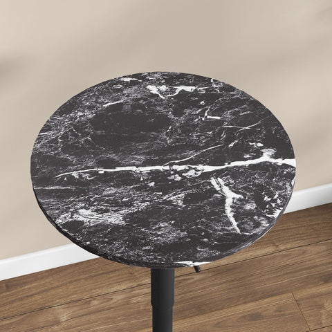 Rootz Marble Look Bar Table - Bistro Table - Height-Adjustable Table - Space-Saving Design - 60 x 60 x 68-93.5 cm