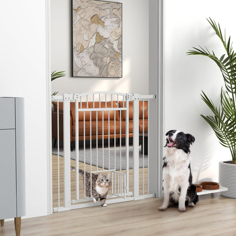 Rootz Dog Safety Grille - Pet Barrier - Dog Gate - Double Locking System - Adjustable Width 76-104 cm, Height 95 cm, White