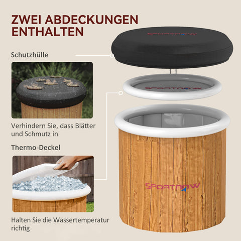 Rootz Ice Bathtub - Inflatable Ice Cream Tray - Muscle Recovery Tub - Optimal Cold Therapy - Ø85 x 75cm, 300L - Includes Carrying Bag & Air Pump