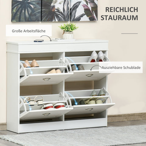 Rootz Shoe Cabinet with 4 Drawers - Storage Unit - Modern Organizer - Holds 32 Pairs - 98cm x 24cm x 83cm