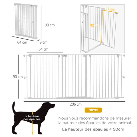 Rootz Steel Dog Safety Barrier - Pet Gate - Folding Fence - Double Locking System - 206cm x 90cm