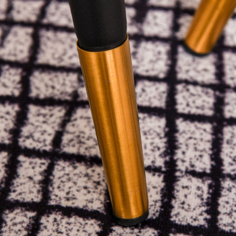 Rootz 2 Piece Art Deco Coffee Tables - Couch Tables - Elegant Decor - Sloping Black Metal Legs, Golden Ends - 96x50x40.5cm & Ø50x45cm