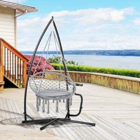 Rootz Stand for Hanging Chair - Hanging Rest Bar - Adjustable Tray - Epoxy-Coated Steel - 109cm x 109cm x 210cm