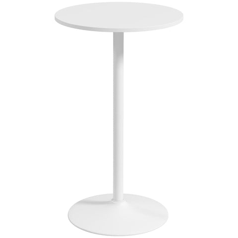 Rootz Bar Table - Table For 2 People - Modern Design - Round Table - Powder-coated Steel - White - 60 x 60 x 102 cm