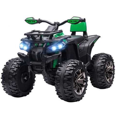 Rootz Electric Children's Quad - Kids Ride-On ATV - Rechargeable - 12V Motors - 3-8 km/h Speed - MP3 Player - Green - 100cm x 65cm x 73cm