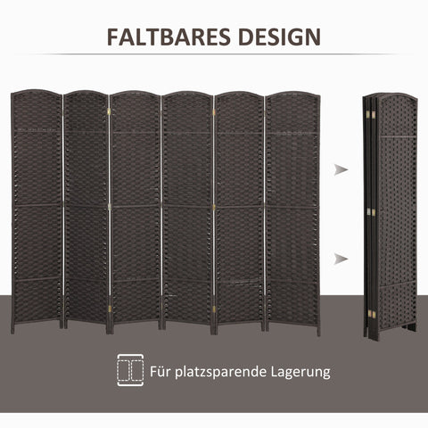 Rootz 6-Part Foldable Room Separator - Privacy Screen - Home Divider - Durable Polypropylene - 240cm x 1.6cm x 170cm