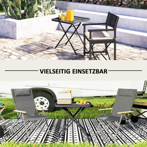 Rootz Garden Table - Outdoor Dining Table - Foldable Patio Table - Weatherproof Steel - 70cm x 70cm Quadraric Grey