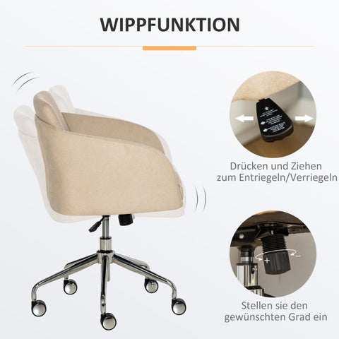 Rootz Vinsetto Office Chair - Ergonomic Chair - Adjustable Chair - Stylish Design - Thick Padding - Soft Fabric - 64cm x 63.5cm x 90.8cm
