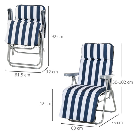 Rootz 2-delige set opvouwbare tuinstoelen - ligstoel - buitenfauteuils - op 5 niveaus verstelbare rugleuning - opvouwbaar - gedempt - 60 cm x 75 cm x 102 cm