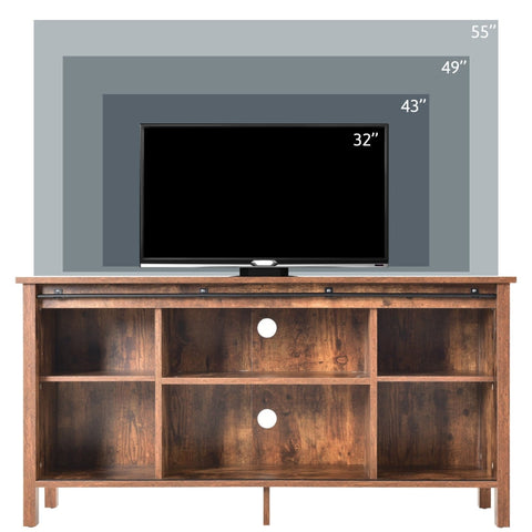 Rootz Industrial-Design TV Stand - Rustic Barn Door - Durable Media Console - Cable Management - 120L x 40W x 60.5H cm
