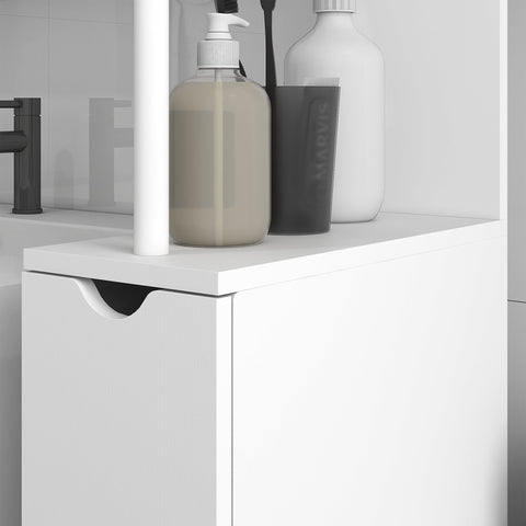 Rootz Bathroom Cabinet - Storage Unit - Organizer - Space Saver - Secured with Anti-Tipping - 15 x 33 x 136.5 cm White