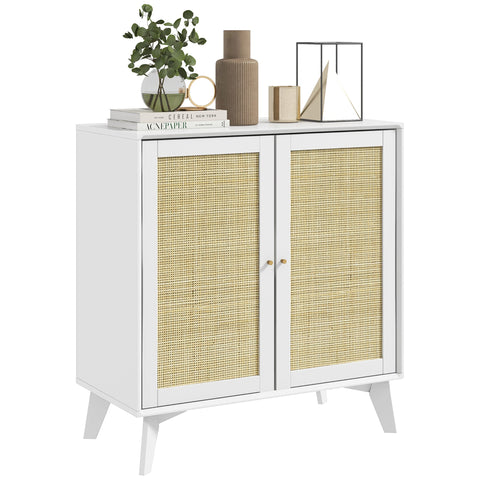 Rootz Buffet Storage Cabinet - High Storage Furniture - Rattan Front Cabinet - Bohemian Design - 80cm x 40cm x 85cm