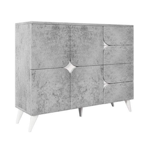 Rootz Sideboard with Drawers - Chest of Drawers - Storage Cabinet - Modern Design - Gray - 120×35.5×94 cm