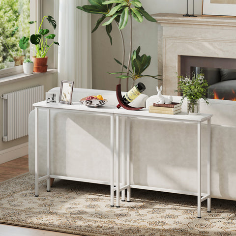 Rootz Console Table - Narrow Hallway Table - Slim Corridor Table - Adjustable Foot Pads - 75cm x 24cm x 76cm - White