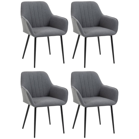 Rootz Set of 4 Upholstered Chairs - Dining Chairs - Scandinavian Style - Ergonomic Comfort - 59.5cm x 56.5cm x 81cm