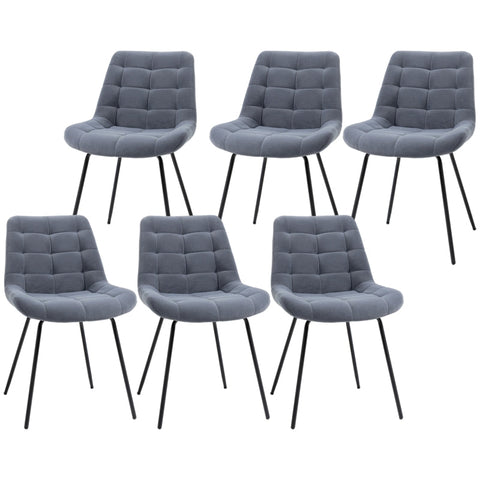 Rootz Set of 6 Dining Chairs - Accent Chairs - Velvet Upholstered - Exceptional Comfort - 50cm x 61cm x 79cm