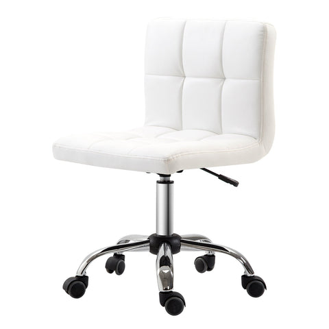 Rootz Office Chair - Swivel Chair - Ergonomic Seating - Mobility and Comfort - 46b x 51t x 80-92h cm - White Synthetic Leather