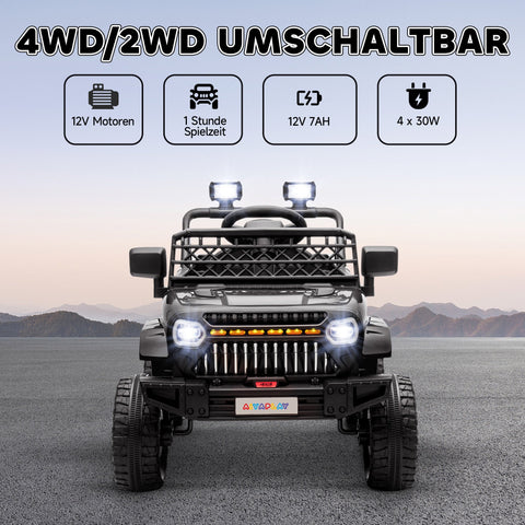 Rootz 12V Electric Kids Car with Trailer - Ride-On Toy - Children's Electric Vehicle - 4 Motors & Safe Remote Control - 122cm x 62.5cm x 65cm