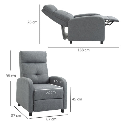 Rootz Relaxation Armchair - Recliner - Lounger - Pocket Spring Core - Supports Up to 150 kg - 67 x 87 x 98 cm - Grey