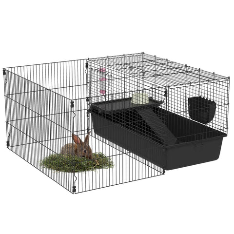 Rootz Small Animal Cage - Guinea Pig Habitat - Pet Enclosure - Adaptable Design - Complete Accessories - Easy Access - 112.5cm x 99cm x 54cm - Sturdy Steel Construction