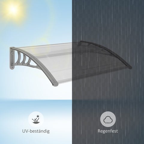 Rootz Front-Door Canopy - Roofing for Doors & Windows - UV Protection - 100L x 75B x 23H cm - Silver
