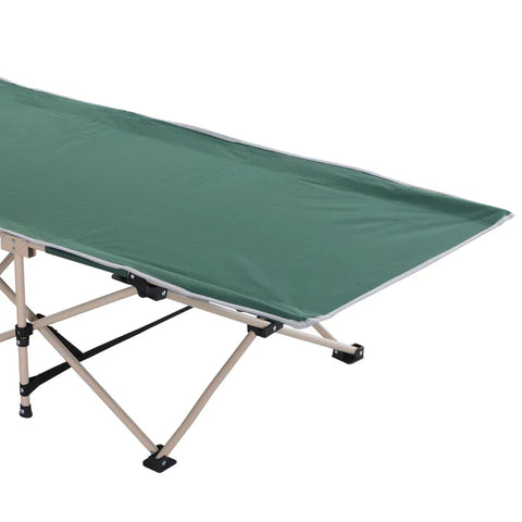 Rootz Camp Bed - Foldable Camping Bed - Military Sleeping Bed - Weather Resistant - Includes Tote Bag - Green + Beige - 190cm x 68cm x 52cm