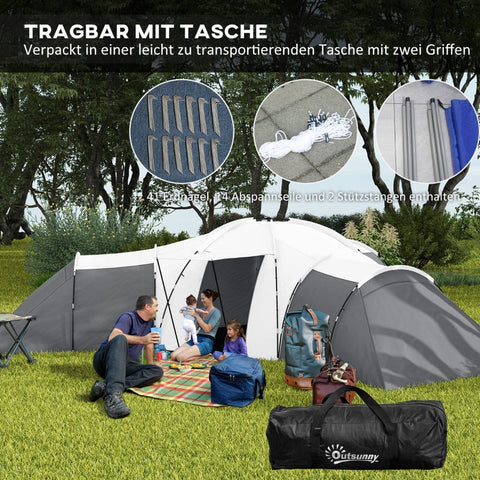 Rootz Camping Tent - Tunnel Tent - Family Tent - Spacious - Durable - Waterproof - 220L x 188W x 150H cm (Bedroom), 495L x 415W cm (Living Room)