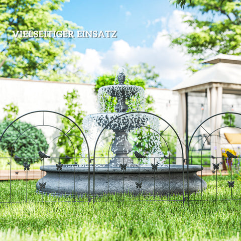 Rootz Garden Fence - Decorative Lattice - Steel Fence Set - Protects Flowers - 300cm x 70cm - Stylish Butterfly & Bird Design - Black