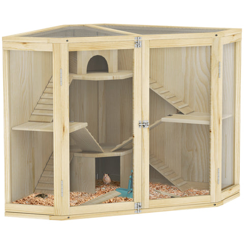 Rootz 4 Tier Hamster Cage - Small Animal House - Wooden Habitat - Spacious Design - 115 x 69.5 x 79 cm