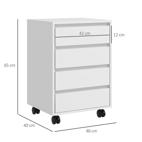 Rootz Office Cabinet - Office Shelf - Rolling Drawer Unit - Ample Storage - 46cm x 40cm x 65cm