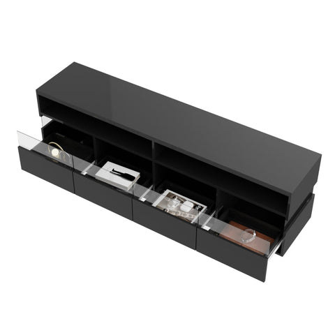 Rootz High Gloss TV Cabinet - Media Stand - Entertainment Unit - LED Lighting - 173.5L x 55W x 38H cm