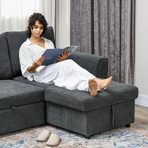 Rootz 3-Seater Sofa Bed - Sofa Bed - Upholstered Sofa - Converts to Sleeper - 232cm x 141cm x 85cm -Grey