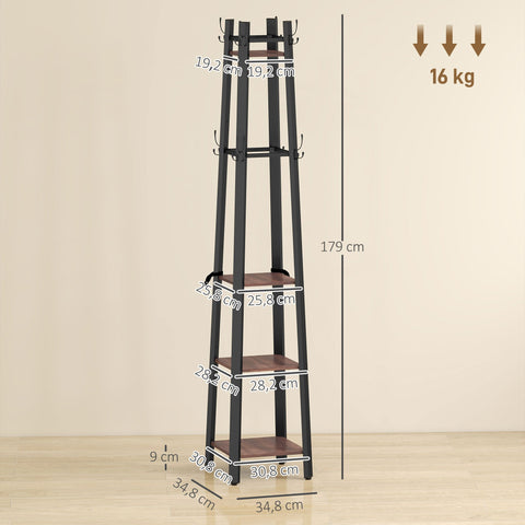 Rootz Wardrobe Stand - Free-Standing Clothes Rack - Industrial Coat Organizer - Space-Saving Design - 34.8cm x 34.8cm x 179cm