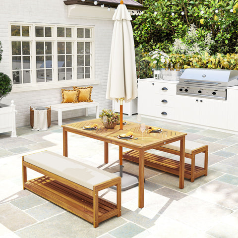 Rootz 3 Piece Garden Furniture Set - Outdoor Seating Set - Patio Dining - Brown - Comfortable Cushions - 150cm x 85cm x 75cm