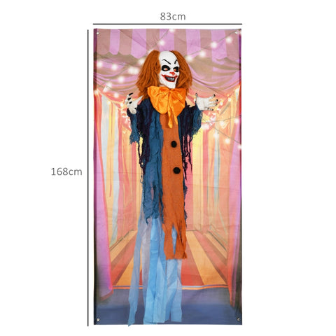 Rootz Halloween Animated Circus Clown Decoration - Spooky Prop - Moving Arms - Glowing Eyes - Clown Sounds - 83cm x 20cm x 168cm